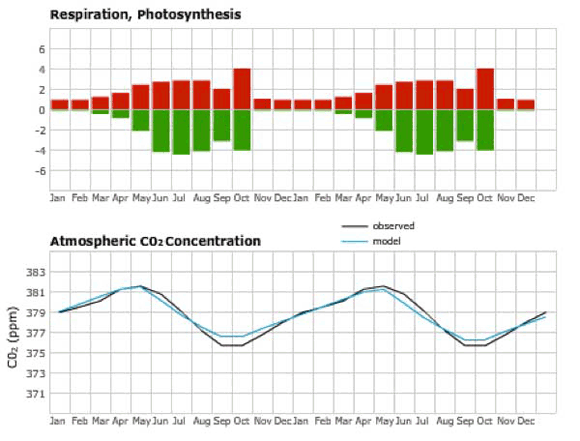 Respiration, photosynthesis and atmospheric CO2 concentration charts